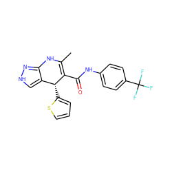 CC1=C(C(=O)Nc2ccc(C(F)(F)F)cc2)[C@H](c2cccs2)c2c[nH]nc2N1 ZINC000064447258