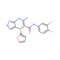 CC1=C(C(=O)Nc2ccc(F)c(Cl)c2)[C@H](c2ccco2)c2c[nH]nc2N1 ZINC000064446624