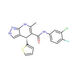 CC1=C(C(=O)Nc2ccc(F)c(Cl)c2)[C@H](c2cccs2)c2c[nH]nc2N1 ZINC000064417319