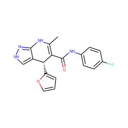 CC1=C(C(=O)Nc2ccc(F)cc2)[C@H](c2ccco2)c2c[nH]nc2N1 ZINC000064446627