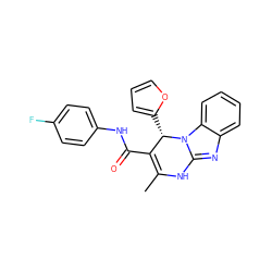 CC1=C(C(=O)Nc2ccc(F)cc2)[C@H](c2ccco2)n2c(nc3ccccc32)N1 ZINC000064437206