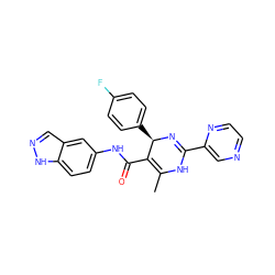 CC1=C(C(=O)Nc2ccc3[nH]ncc3c2)[C@@H](c2ccc(F)cc2)N=C(c2cnccn2)N1 ZINC000035919917