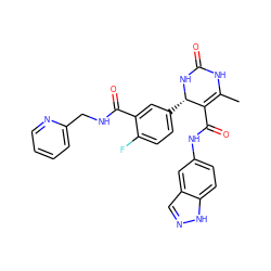 CC1=C(C(=O)Nc2ccc3[nH]ncc3c2)[C@H](c2ccc(F)c(C(=O)NCc3ccccn3)c2)NC(=O)N1 ZINC000230531426