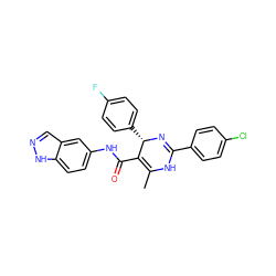 CC1=C(C(=O)Nc2ccc3[nH]ncc3c2)[C@H](c2ccc(F)cc2)N=C(c2ccc(Cl)cc2)N1 ZINC000100410923