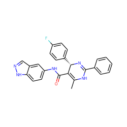 CC1=C(C(=O)Nc2ccc3[nH]ncc3c2)[C@H](c2ccc(F)cc2)N=C(c2ccccc2)N1 ZINC000100410897