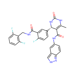 CC1=C(C(=O)Nc2ccc3n[nH]cc3c2)[C@H](c2ccc(F)c(C(=O)NCc3c(F)cccc3F)c2)NC(=O)N1 ZINC000653825951