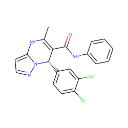 CC1=C(C(=O)Nc2ccccc2)[C@H](c2ccc(Cl)c(Cl)c2)n2nccc2N1 ZINC000034294195