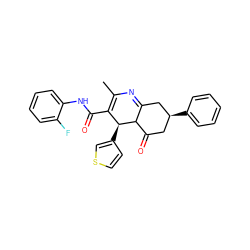 CC1=C(C(=O)Nc2ccccc2F)[C@H](c2ccsc2)C2C(=O)C[C@H](c3ccccc3)CC2=N1 ZINC000102673375