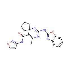 CC1=C(C(=O)Nc2ccon2)C2(CCCC2)N=C(Nc2nc3ccccc3o2)N1 ZINC000139372124