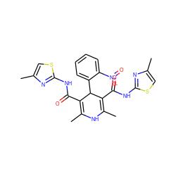 CC1=C(C(=O)Nc2nc(C)cs2)C(c2ccccc2[N+](=O)[O-])C(C(=O)Nc2nc(C)cs2)=C(C)N1 ZINC000096937955