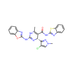 CC1=C(C(=O)Nc2nc3ccccc3s2)[C@H](c2nn(C)cc2Cl)N=C(Nc2nc3ccccc3o2)N1 ZINC000139370499