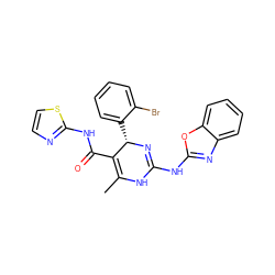 CC1=C(C(=O)Nc2nccs2)[C@H](c2ccccc2Br)N=C(Nc2nc3ccccc3o2)N1 ZINC000139368319