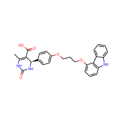 CC1=C(C(=O)O)[C@@H](c2ccc(OCCCOc3cccc4[nH]c5ccccc5c34)cc2)NC(=O)N1 ZINC000028706655