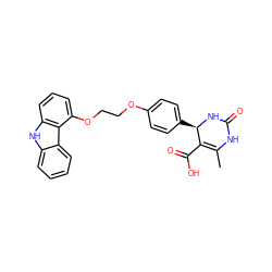 CC1=C(C(=O)O)[C@@H](c2ccc(OCCOc3cccc4[nH]c5ccccc5c34)cc2)NC(=O)N1 ZINC000028706650