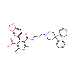 CC1=C(C(=O)O)[C@@H](c2ccc3c(c2)OCO3)C(C(=O)NCCCN2CCC(c3ccccc3)(c3ccccc3)CC2)=C(C)N1 ZINC000026579916