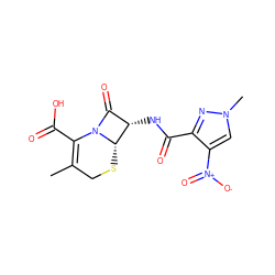 CC1=C(C(=O)O)N2C(=O)[C@H](NC(=O)c3nn(C)cc3[N+](=O)[O-])[C@@H]2SC1 ZINC000002739634