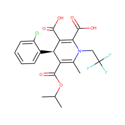 CC1=C(C(=O)OC(C)C)[C@@H](c2ccccc2Cl)C(C(=O)O)=C(C(=O)O)N1CC(F)(F)F ZINC000013553483