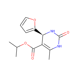 CC1=C(C(=O)OC(C)C)[C@@H](c2ccco2)NC(=O)N1 ZINC000000913326