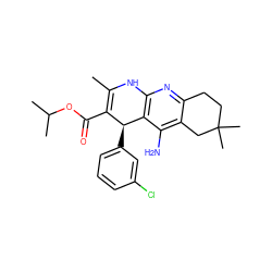 CC1=C(C(=O)OC(C)C)[C@H](c2cccc(Cl)c2)c2c(nc3c(c2N)CC(C)(C)CC3)N1 ZINC000206149840