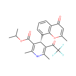 CC1=C(C(=O)OC(C)C)[C@H](c2cccc3c(=O)cc(C)oc23)C(C(=O)C(F)(F)F)=C(C)N1 ZINC000043152285