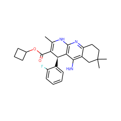 CC1=C(C(=O)OC2CCC2)[C@H](c2ccccc2F)c2c(nc3c(c2N)CC(C)(C)CC3)N1 ZINC000206128128