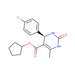 CC1=C(C(=O)OC2CCCC2)[C@@H](c2ccc(Cl)cc2)NC(=O)N1 ZINC000000043989