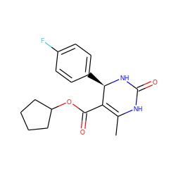 CC1=C(C(=O)OC2CCCC2)[C@@H](c2ccc(F)cc2)NC(=O)N1 ZINC000000178335