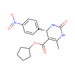 CC1=C(C(=O)OC2CCCC2)[C@H](c2ccc([N+](=O)[O-])cc2)NC(=O)N1 ZINC000000044019