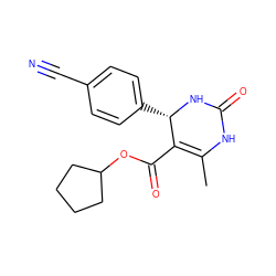 CC1=C(C(=O)OC2CCCC2)[C@H](c2ccc(C#N)cc2)NC(=O)N1 ZINC000036185134