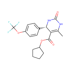 CC1=C(C(=O)OC2CCCC2)[C@H](c2ccc(OC(F)(F)F)cc2)NC(=O)N1 ZINC000036185158