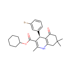 CC1=C(C(=O)OC2CCCCC2)[C@@H](c2cccc(Br)c2)C2=C(CC(C)(C)CC2=O)N1 ZINC000002055187