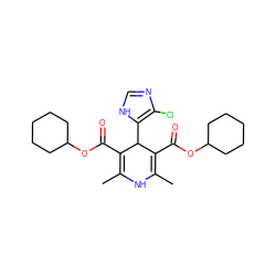 CC1=C(C(=O)OC2CCCCC2)C(c2[nH]cnc2Cl)C(C(=O)OC2CCCCC2)=C(C)N1 ZINC000103219352