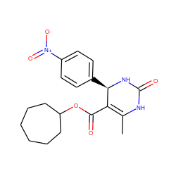 CC1=C(C(=O)OC2CCCCCC2)[C@@H](c2ccc([N+](=O)[O-])cc2)NC(=O)N1 ZINC000000832319