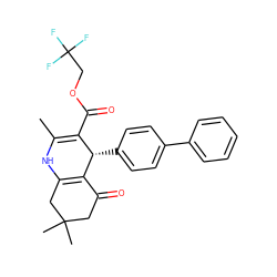 CC1=C(C(=O)OCC(F)(F)F)[C@H](c2ccc(-c3ccccc3)cc2)C2=C(CC(C)(C)CC2=O)N1 ZINC000095575057