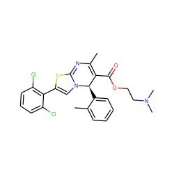 CC1=C(C(=O)OCCN(C)C)[C@@H](c2ccccc2C)N2C=C(c3c(Cl)cccc3Cl)SC2=N1 ZINC000029341463