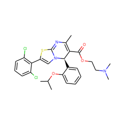 CC1=C(C(=O)OCCN(C)C)[C@@H](c2ccccc2OC(C)C)N2C=C(c3c(Cl)cccc3Cl)SC2=N1 ZINC000001546526