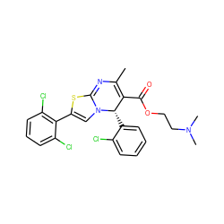 CC1=C(C(=O)OCCN(C)C)[C@H](c2ccccc2Cl)N2C=C(c3c(Cl)cccc3Cl)SC2=N1 ZINC000001546524