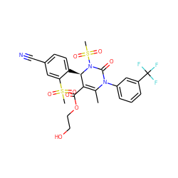 CC1=C(C(=O)OCCO)[C@@H](c2ccc(C#N)cc2S(C)(=O)=O)N(S(C)(=O)=O)C(=O)N1c1cccc(C(F)(F)F)c1 ZINC000113249030