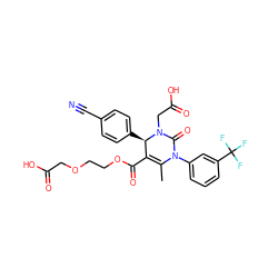 CC1=C(C(=O)OCCOCC(=O)O)[C@@H](c2ccc(C#N)cc2)N(CC(=O)O)C(=O)N1c1cccc(C(F)(F)F)c1 ZINC000014210905