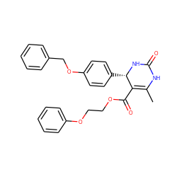 CC1=C(C(=O)OCCOc2ccccc2)[C@H](c2ccc(OCc3ccccc3)cc2)NC(=O)N1 ZINC000008407809