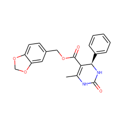 CC1=C(C(=O)OCc2ccc3c(c2)OCO3)[C@@H](c2ccccc2)NC(=O)N1 ZINC000000844460