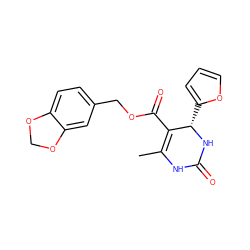 CC1=C(C(=O)OCc2ccc3c(c2)OCO3)[C@H](c2ccco2)NC(=O)N1 ZINC000095591162