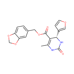 CC1=C(C(=O)OCc2ccc3c(c2)OCO3)[C@H](c2ccoc2)NC(=O)N1 ZINC001772582761