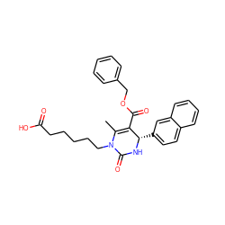 CC1=C(C(=O)OCc2ccccc2)[C@H](c2ccc3ccccc3c2)NC(=O)N1CCCCCC(=O)O ZINC000008021513