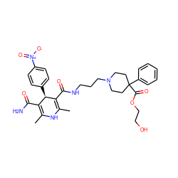 CC1=C(C(N)=O)[C@@H](c2ccc([N+](=O)[O-])cc2)C(C(=O)NCCCN2CCC(C(=O)OCCO)(c3ccccc3)CC2)=C(C)N1 ZINC000027621954