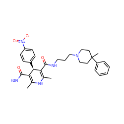 CC1=C(C(N)=O)[C@@H](c2ccc([N+](=O)[O-])cc2)C(C(=O)NCCCN2CCC(C)(c3ccccc3)CC2)=C(C)N1 ZINC000013782495