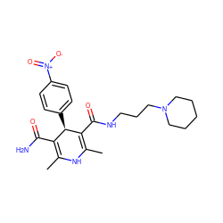 CC1=C(C(N)=O)[C@@H](c2ccc([N+](=O)[O-])cc2)C(C(=O)NCCCN2CCCCC2)=C(C)N1 ZINC000013782503