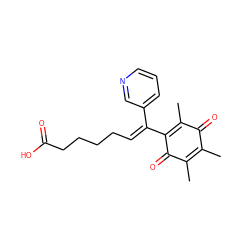 CC1=C(C)C(=O)C(/C(=C/CCCCC(=O)O)c2cccnc2)=C(C)C1=O ZINC000038153636