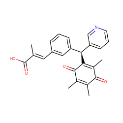 CC1=C(C)C(=O)C([C@H](c2cccnc2)c2cccc(/C=C(\C)C(=O)O)c2)=C(C)C1=O ZINC000038159532