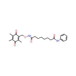 CC1=C(C)C(=O)C(CONC(=O)CCCCCCC(=O)Nc2ccccc2)=C(C)C1=O ZINC000473135399